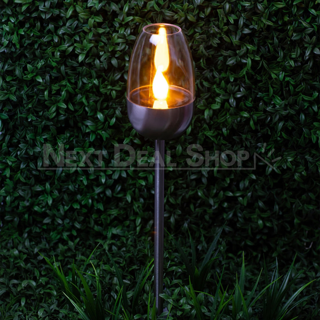Skorter | 4 Pcs - Solar Powered Stainless Steel LED Candelabra