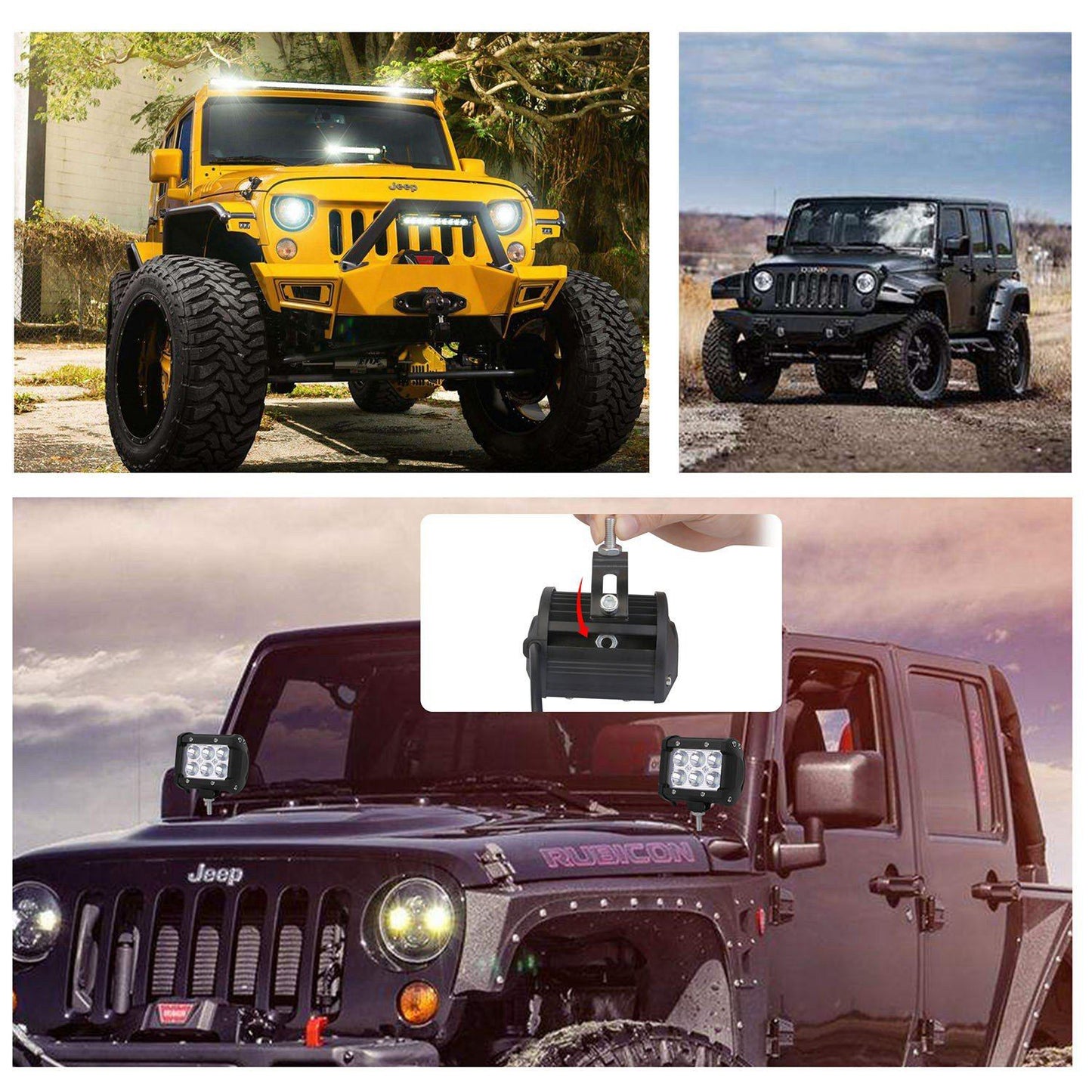 Skorter | 4-part: 4” 18W Double Row LED Spotlight Pod