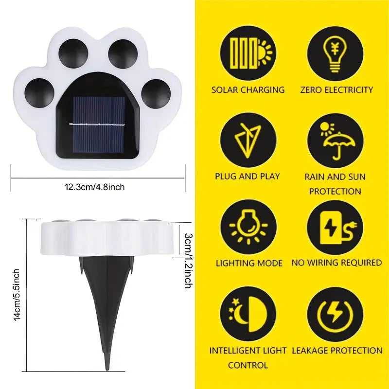 Skorter | 4 Pieces: Cute paw-shaped solar garden lights