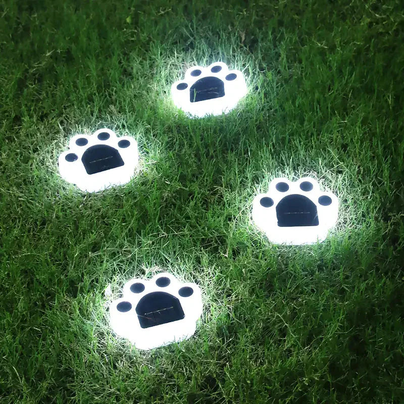 Skorter | 4 Pieces: Cute paw-shaped solar garden lights