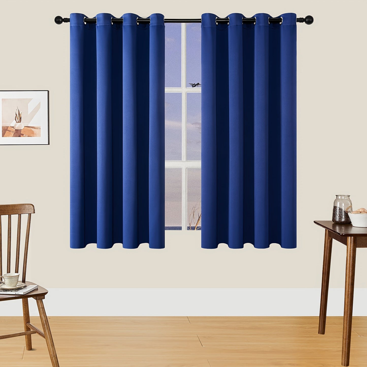 Skorter | Blackout Curtains - 2 Pieces Modern Polyester Curtains with Thermal Insulation and Rings