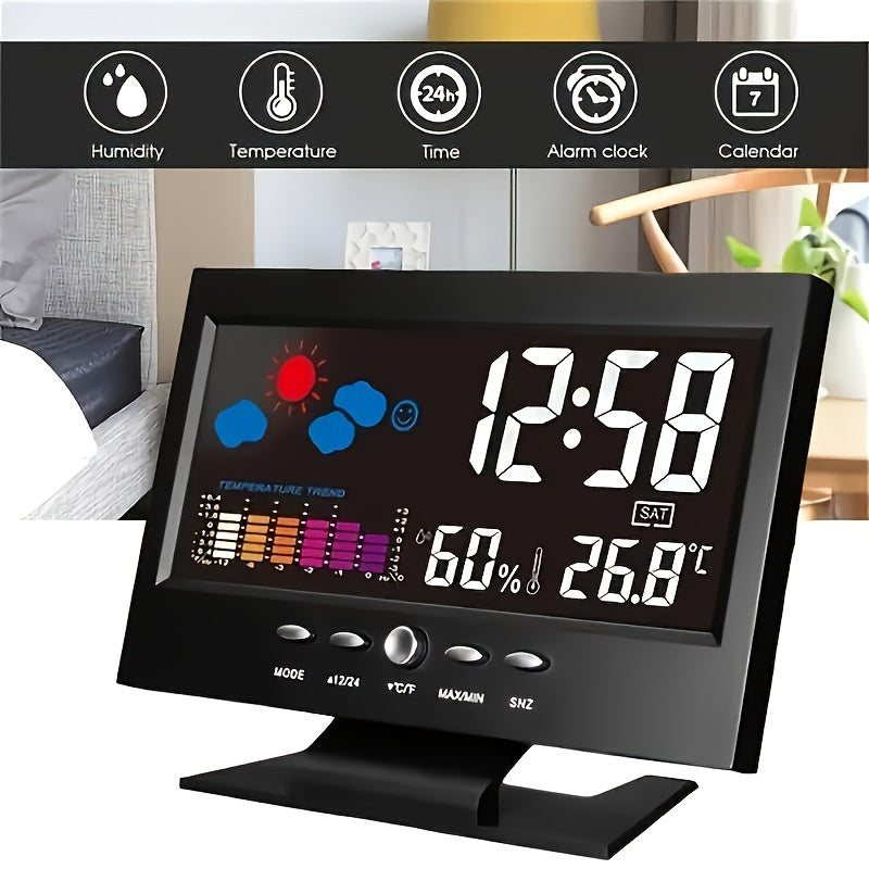 Skorter | SilentTime - Silent Digital Alarm Clock with Temperature & Humidity Display