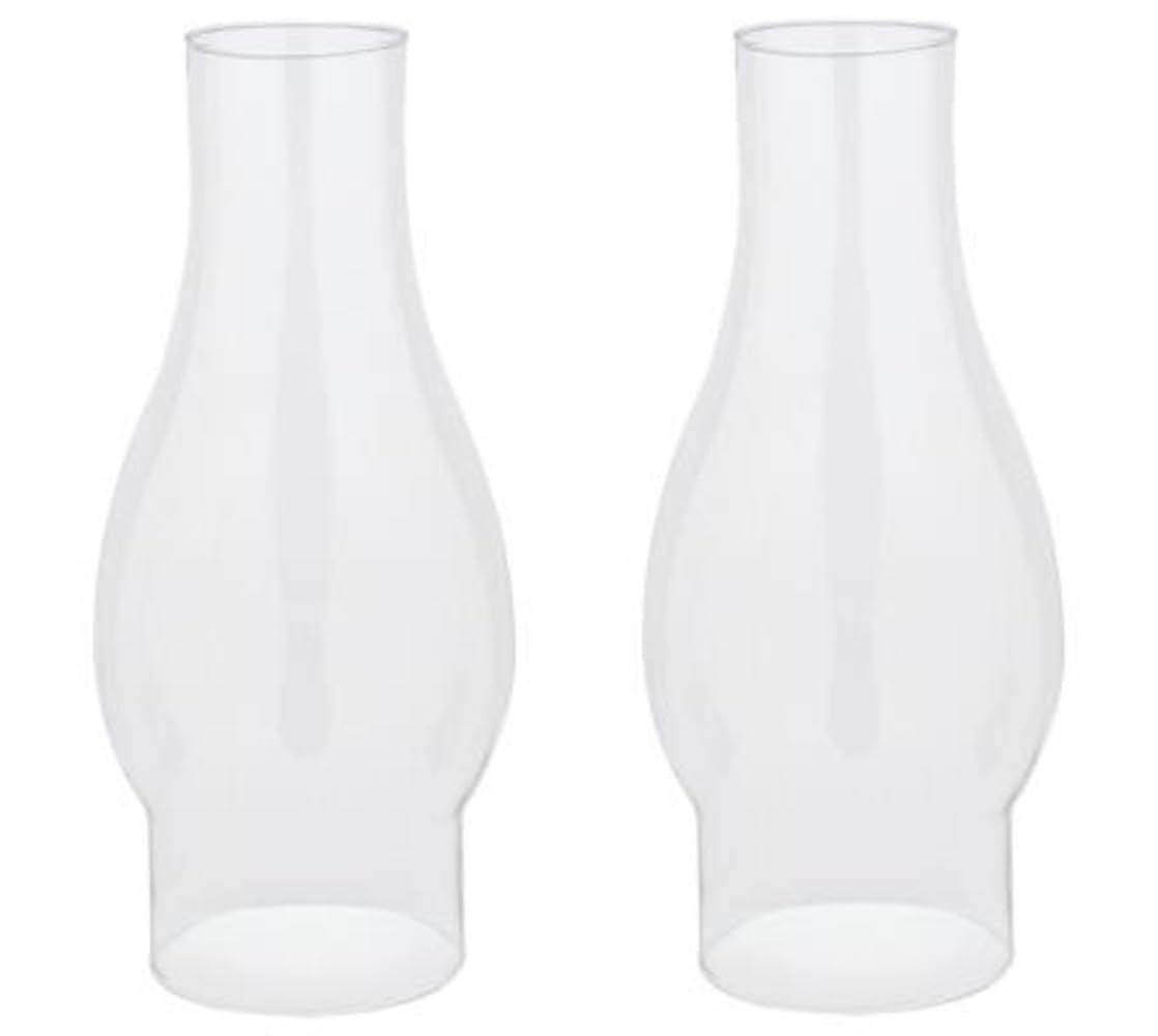 Skorter | Ciata Victorian Glass Oil Lamp Replacement Shade, 8.5" Hand Blown Clear, 2 Pack