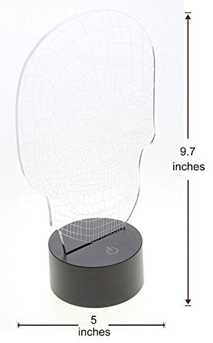 Skorter | Powertrc 3D Skull Night Light, Color Changing Table Lamp, USB Powered, 7 Colors Gift