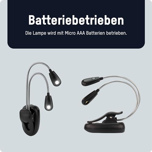 Skorter | Ansmann Twinflex Mini Led Reading Light With 2 Flexible Light Sources & Batteries – Perfect For Musicians