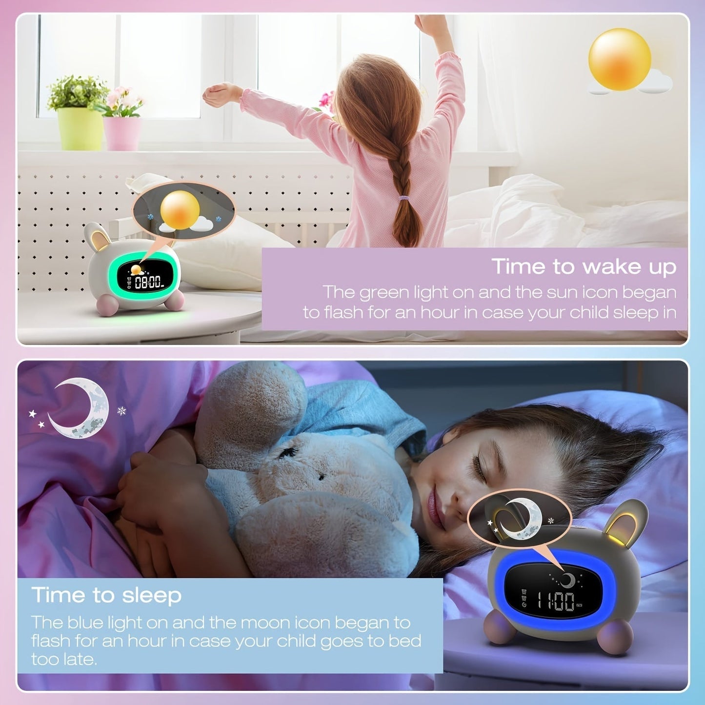 Skorter | BunnyTime - Cute Sleepytime Alarm Clock with Music and Night Light
