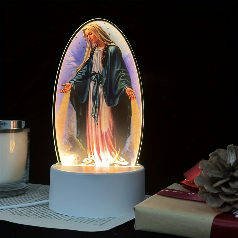 Skorter | SacredGlow - Virgin Mary Night Lamp with LED Acrylic Frame, USB Power