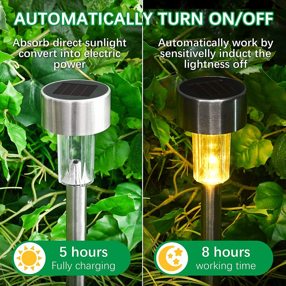 Skorter | Stainless steel outdoor pathway solar light - Waterproof, LED landscape lighting solar-powered light garden light for pathway patio courtyard