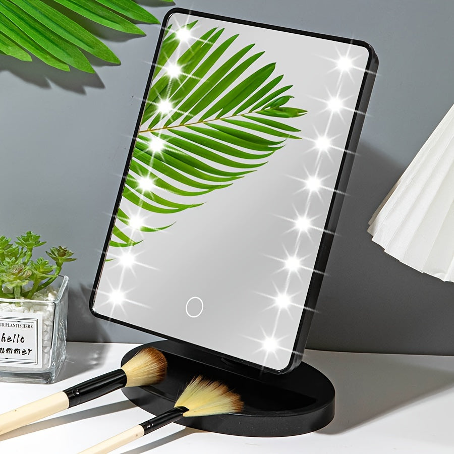 Skorter | 16LED Illuminated Makeup Mirror – Dual Power, With Touch Screen and Adjustable Brightness, USB Powered