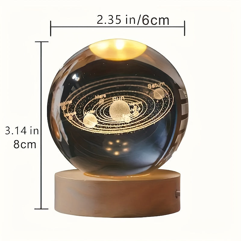 Skorter | LumiSphere - 3D Crystals Ball LED Night Lamp with Wooden Base
