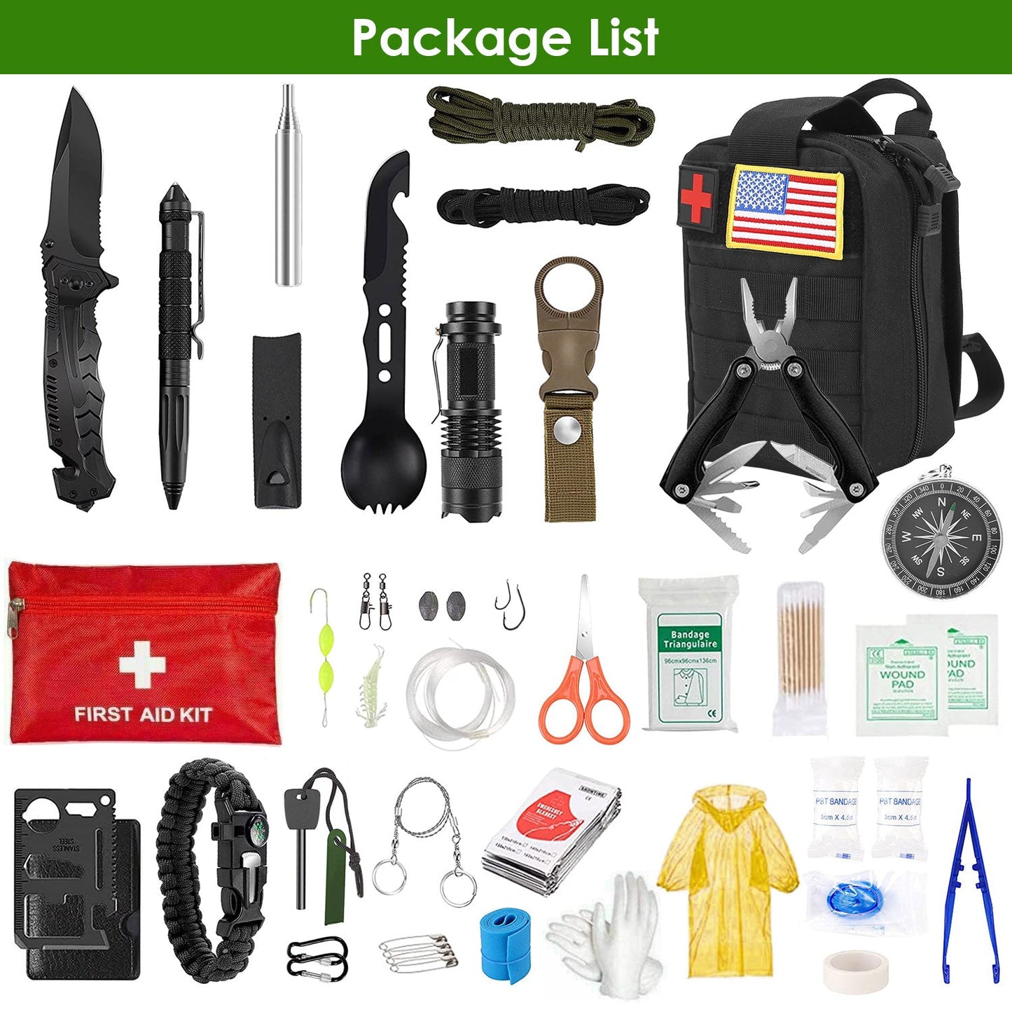 Skorter | 47-Pieces: Emergency Survival Gear EDC Equipment Tools with Bag