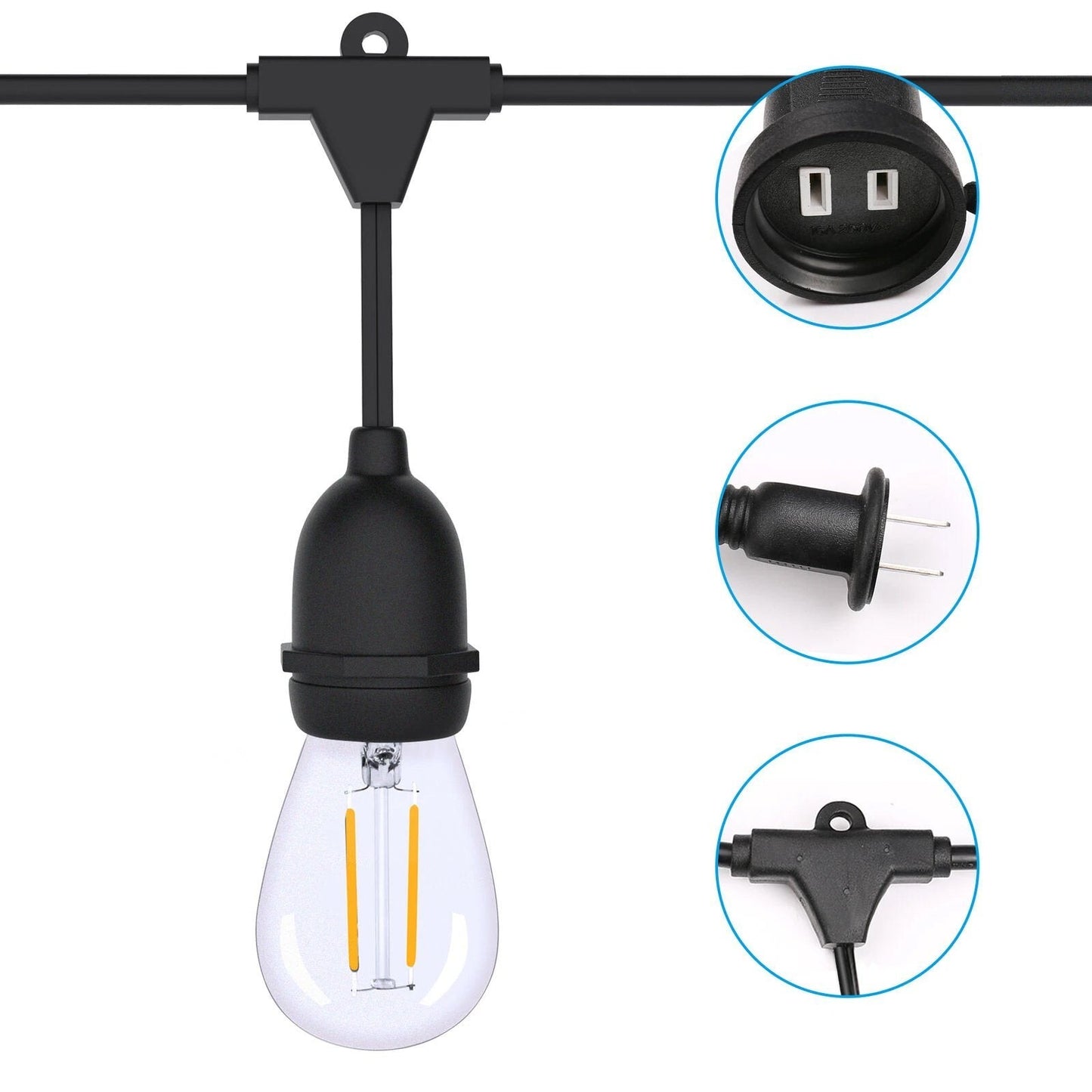Skorter | 48 Ft. LED Light Chains Outdoor Commercial Quality Waterproof Bulbs
