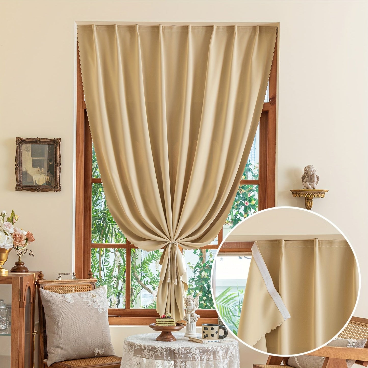 Skorter | 1 Piece Blackout Curtains - Self-Adhesive Window Decor for Bedroom and Living Room