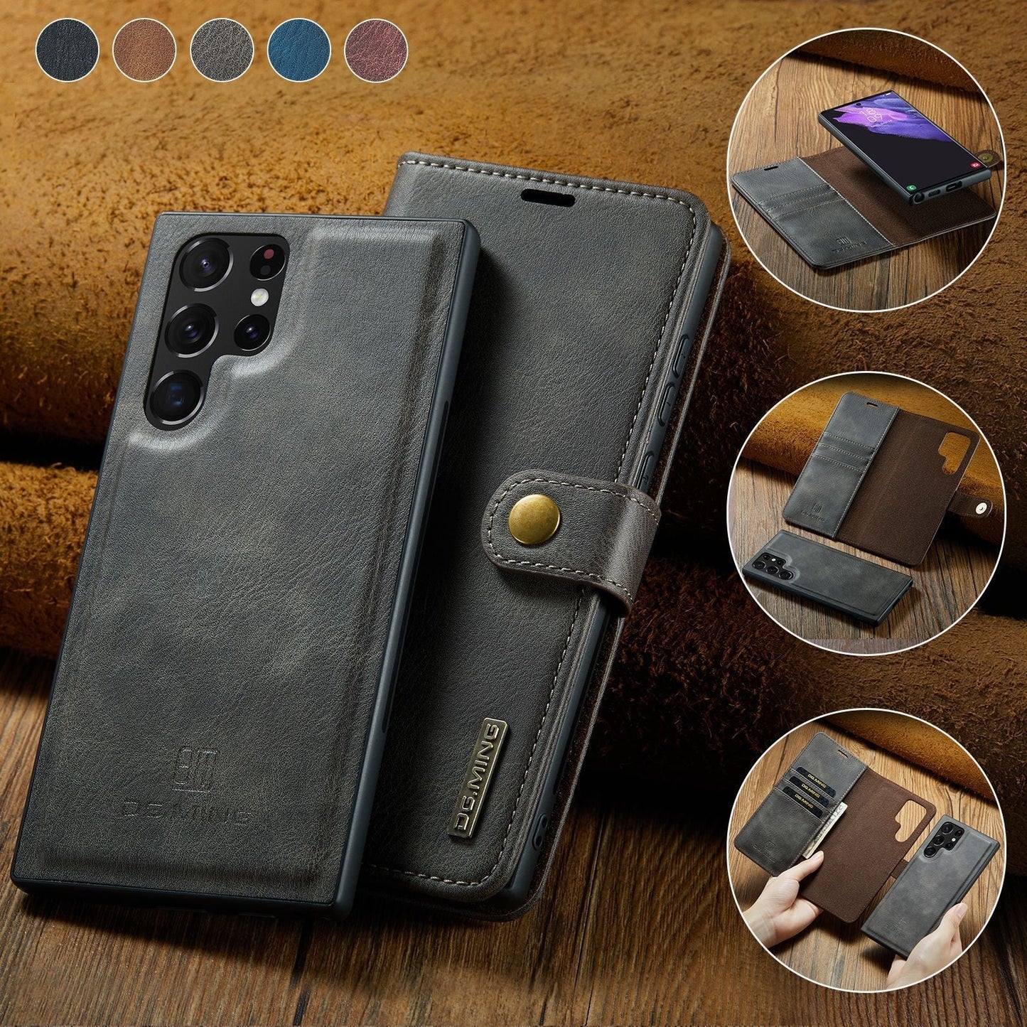 Skorter | 2 in 1 removable flip leather case for Samsung Galaxy