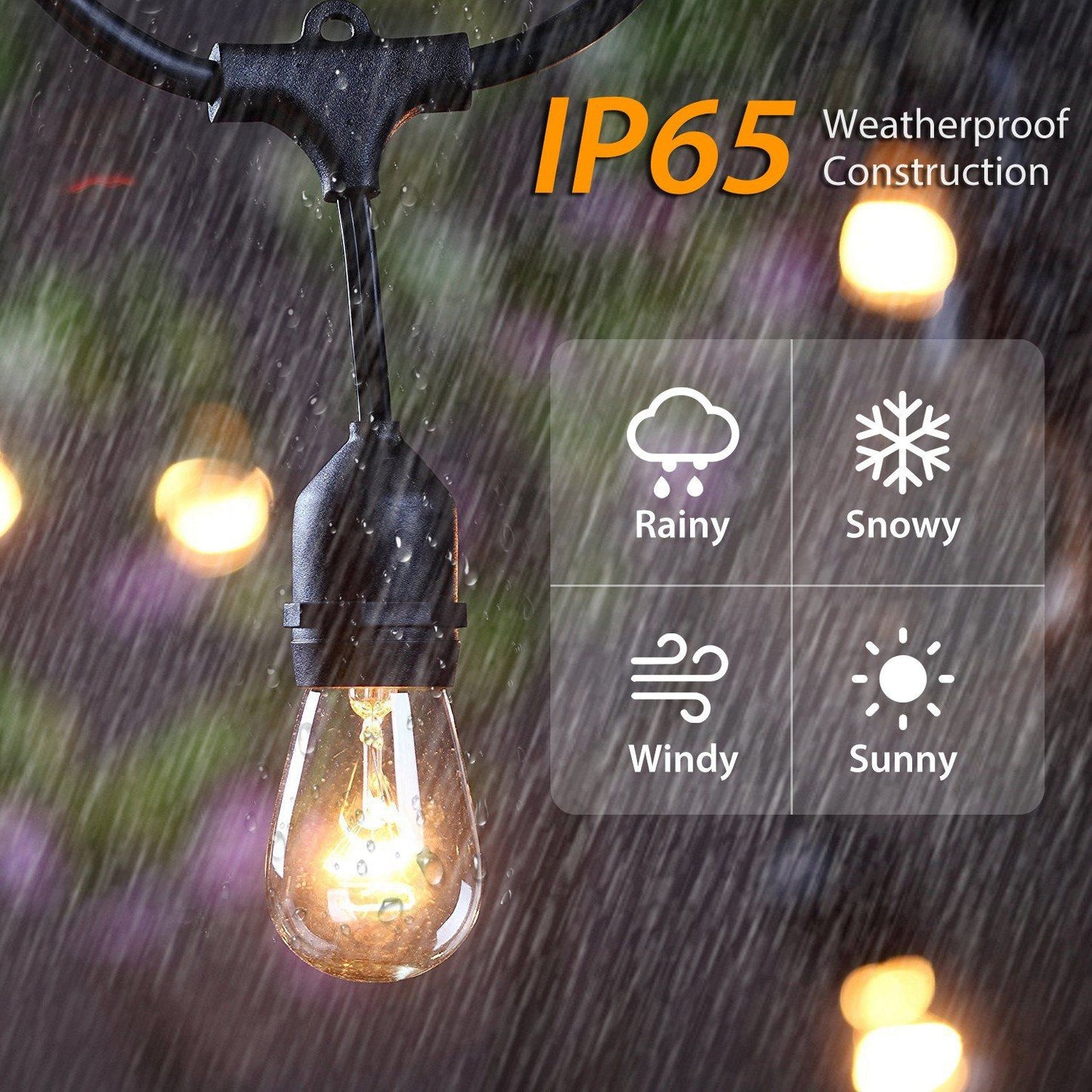 Skorter | 48ft Outdoor Light String Waterproof Patio Light String Bulbs