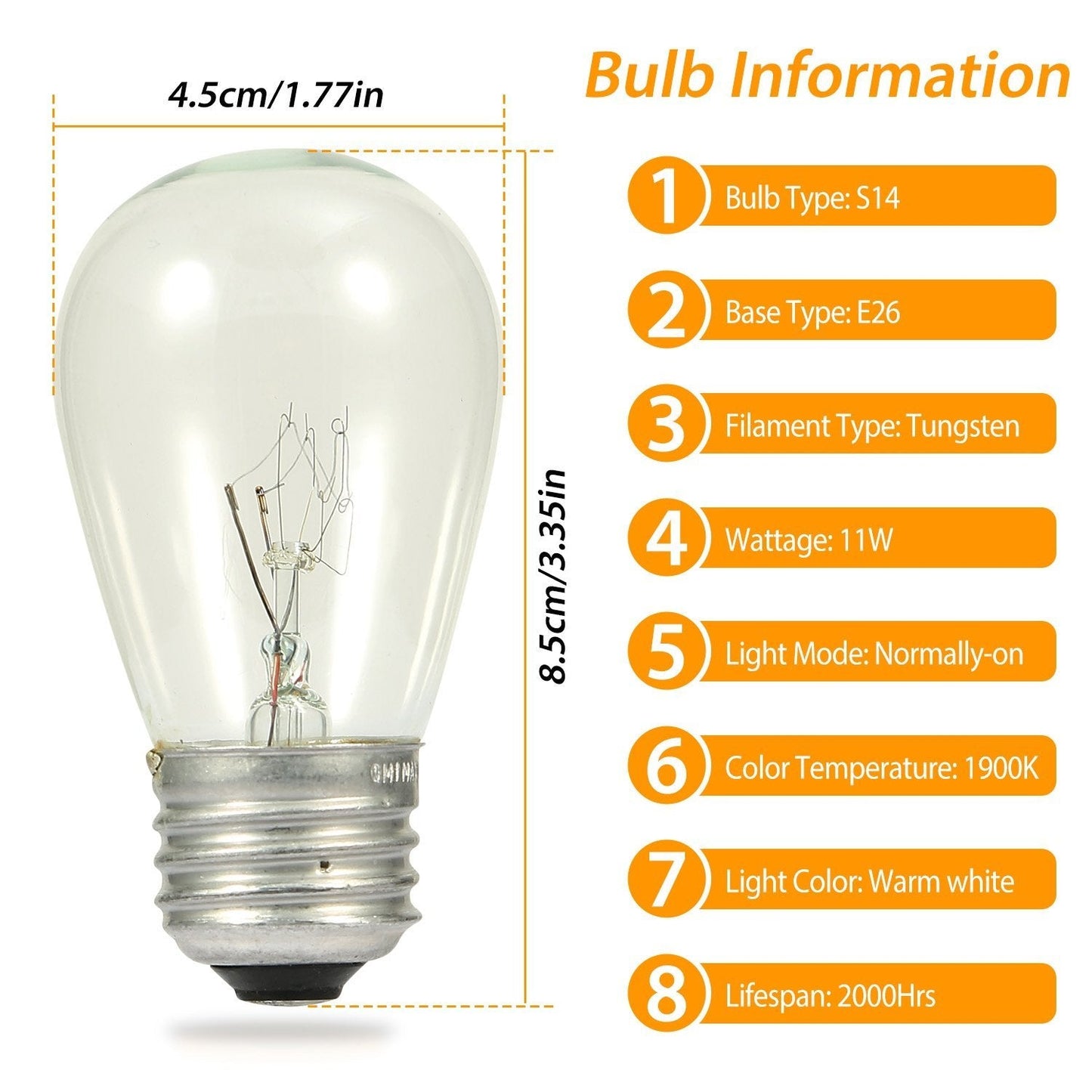 Skorter | 48ft Outdoor Light String Waterproof Patio Light String Bulbs