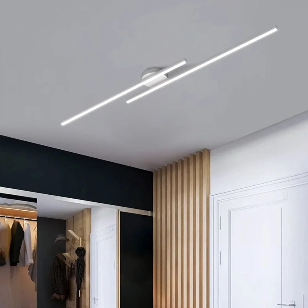 Skorter | Minimalist Modern Hallway Lights – Long Strip Linear Ceiling Lamp, Close-to-Ceiling Chandelier, Remote Dimmable for Home Interiors