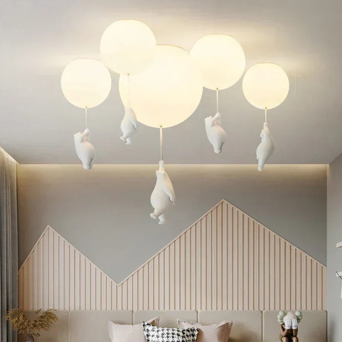Skorter | CloudBear Kids Ceiling Light – Bear & Balloon LED Pendant Lamp for Nursery and Bedroom Decor