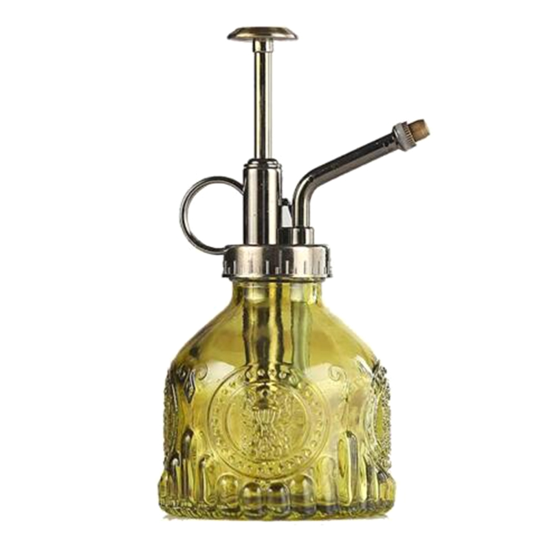 Skorter | Embossed glass bottle with metal nozzle – Plant sprayer for flower watering in vintage design