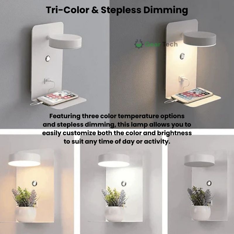 Skorter | LED Wall Light with Shelf | Soft Glow, Modern Design & Ideal for Creating a Festive Atmosphere in Your Bedroom