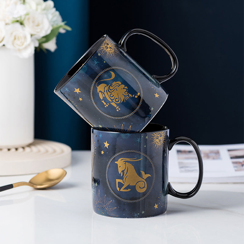skorter | 12 Zodiac Signs Mug Cobalt Blue Ceramic Coffee Mug