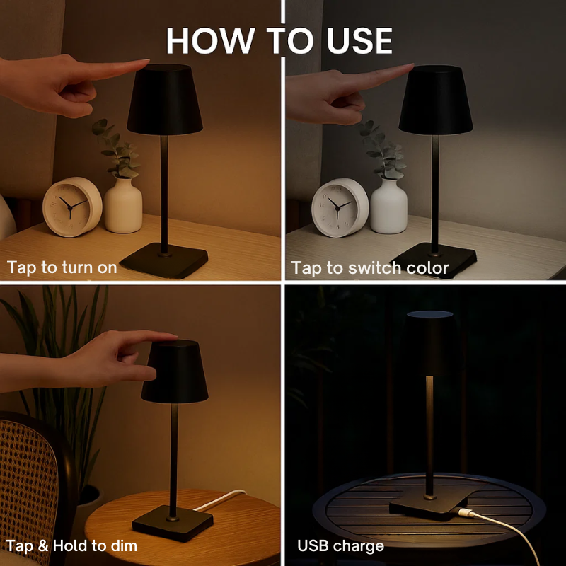 Skorter | Luminara™ | Modern Rechargeable LED Wireless Table Lamp | Portable Lighting for Home, Office & Outdoor Use