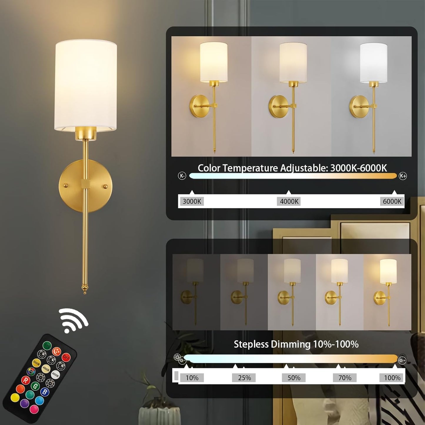 Skorter | Lumoease Wireless Wall Lamps (Set with 2 + 2 Bulbs Free)