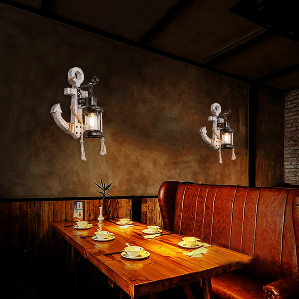 Skorter | Austin Vintage LED Wall Lamp - Anchor, Dining/Living Room, Metal/Wood
