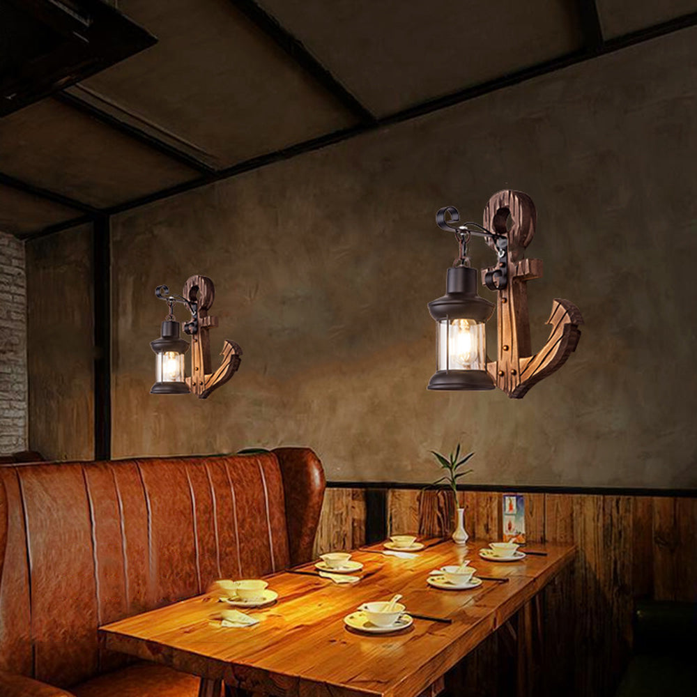 Skorter | Austin Vintage LED Wall Lamp - Anchor, Dining/Living Room, Metal/Wood