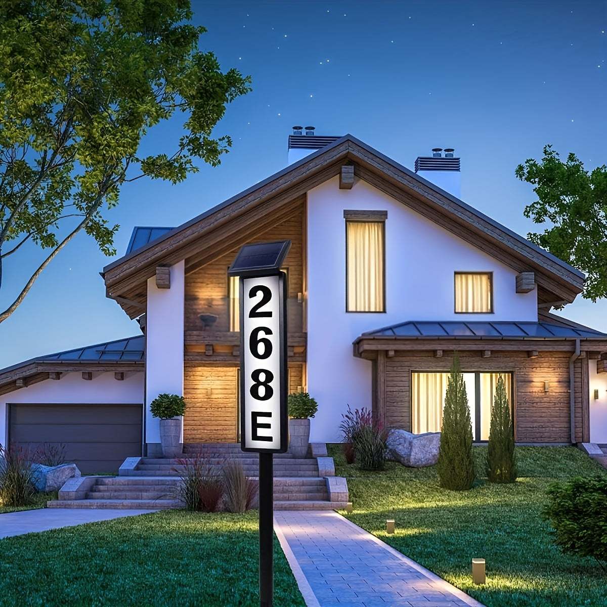 Skorter | Solar Powered LED House Number Light – Weather-Resistant Outdoor Address Sign with Stake – Easy Installation, Energy-Efficient, Durable – 35 Inch Height for Homes