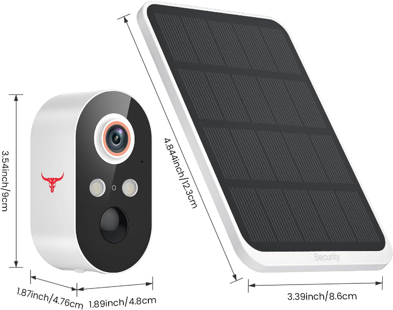 Skorter | 1080p Wireless Surveillance Camera with Solar Panel, AI Human Recognition, 2-Way Talk, Night Mode, 2.4G WiFi