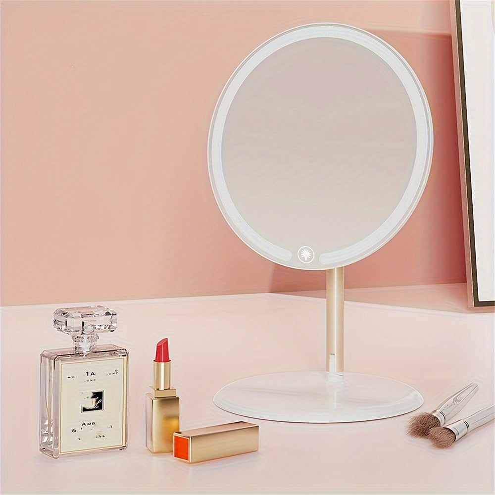 Skorter | LED Makeup Mirror with Lamp Stand – Adjustable Tricolor Lighting, Rechargeable and Portable
