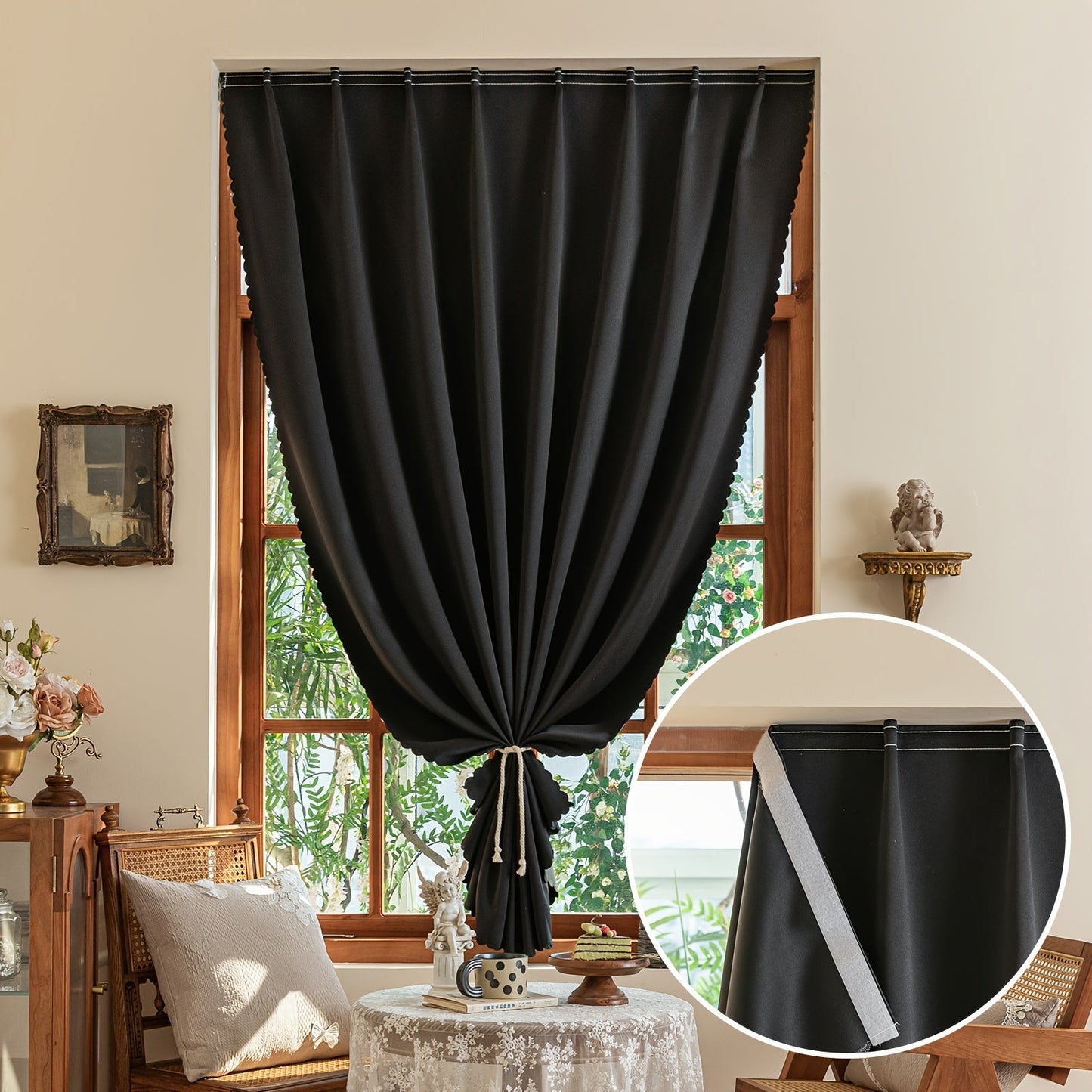 Skorter | 1 Piece Blackout Curtains - Self-Adhesive Window Decor for Bedroom and Living Room