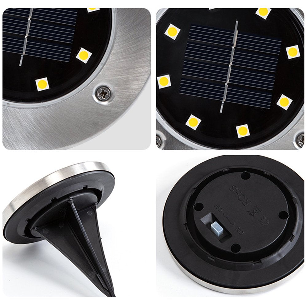 Skørter | 4 Pack Solar Lights 8 LED Solar Lights Outdoor Solar-Powered Garden Lights Waterproof Recessed Lights for Patio Path Garden Lawn Courtyard Driveway Patio Walkway
