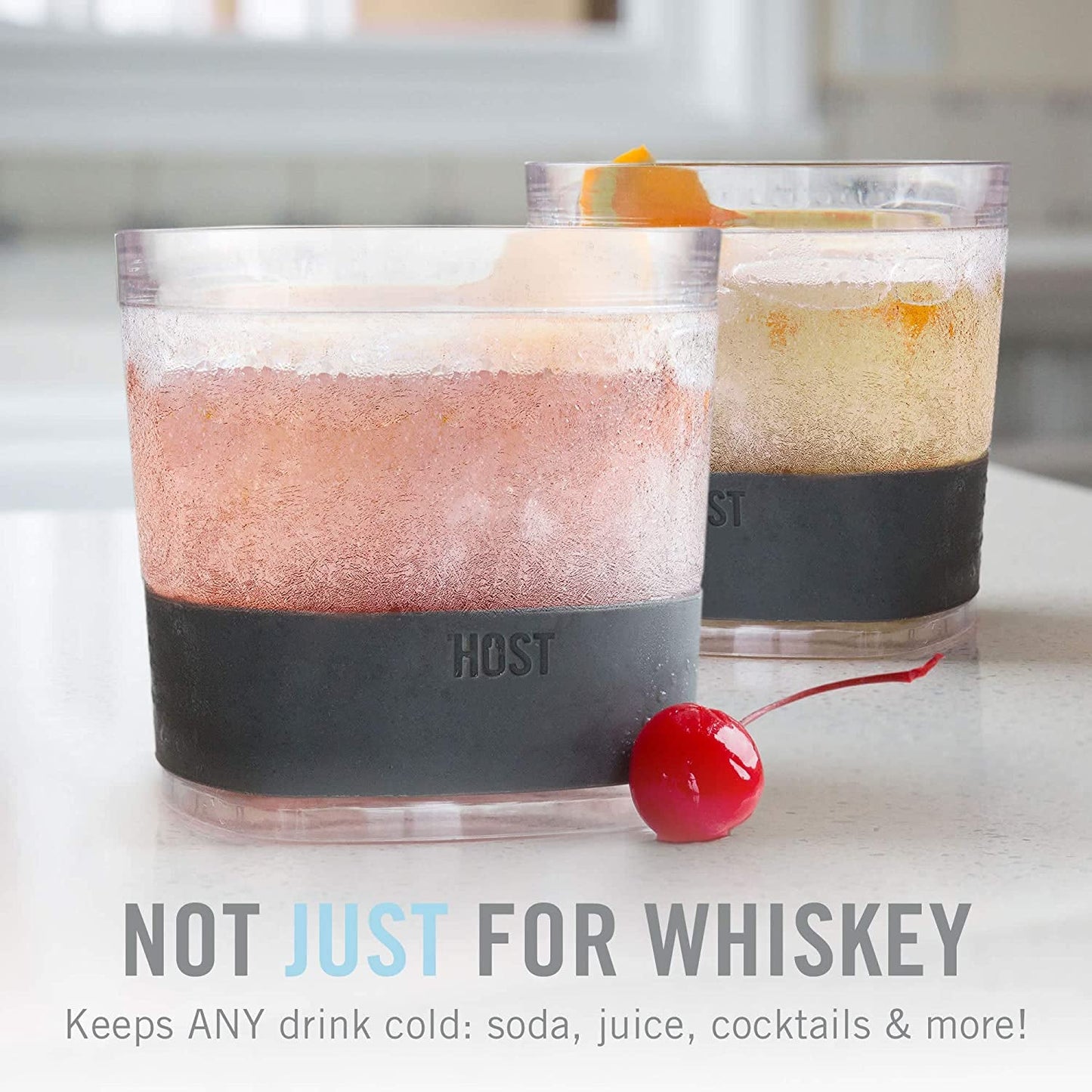 Skorter | Cooling Cups for Whiskey, Bourbon and Scotch, Freezer Gel Chiller Double Wall Glass Set of 1, Smoke, 9 ounces