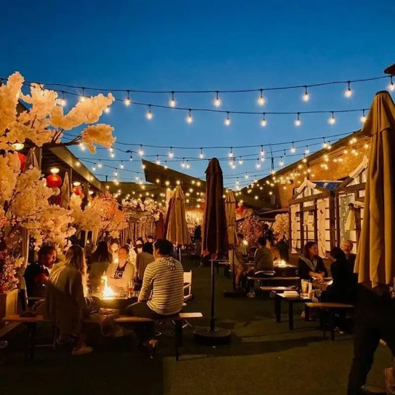 Skorter | 50 Ft. Solar String Lights Outdoor with Remote ST38 Vintage Edison Bulbs