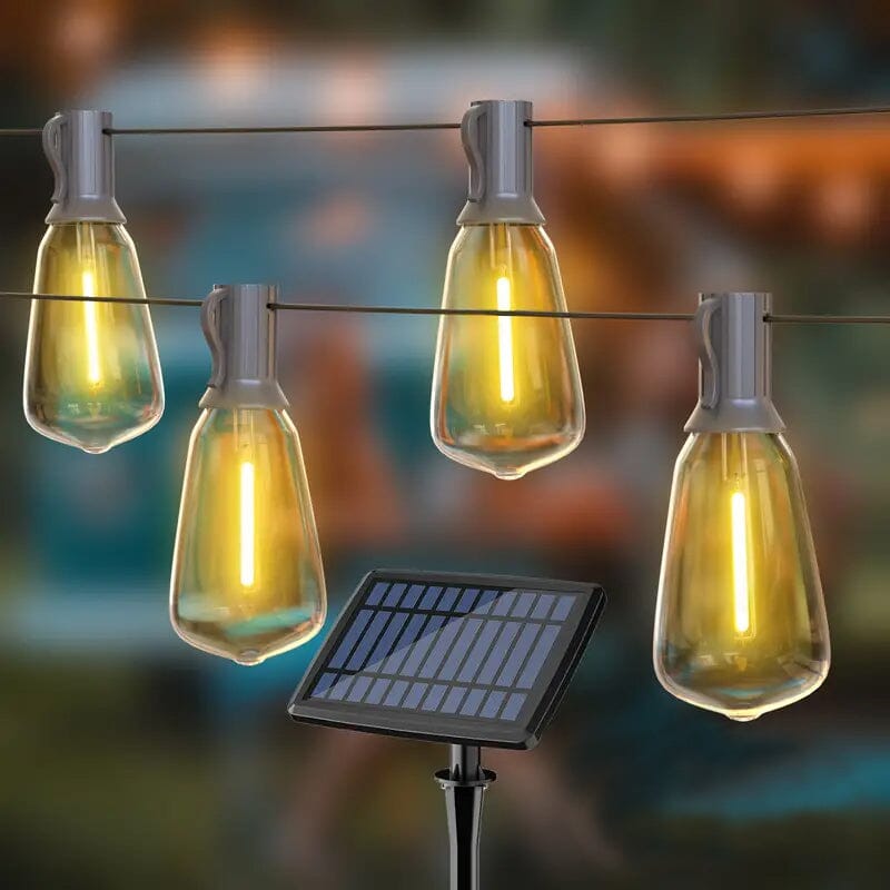 Skorter | 50 Ft. Solar String Lights Outdoor with Remote ST38 Vintage Edison Bulbs