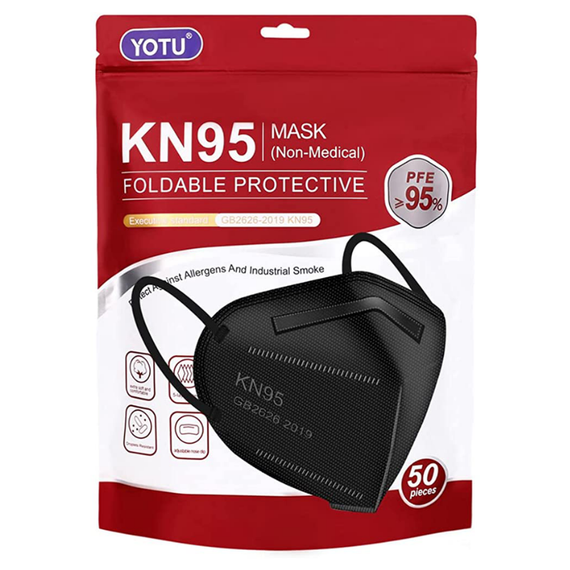 Skørter | KN95 Face Masks Black, 5-Layer Cup Dust Mask, Individually Packaged