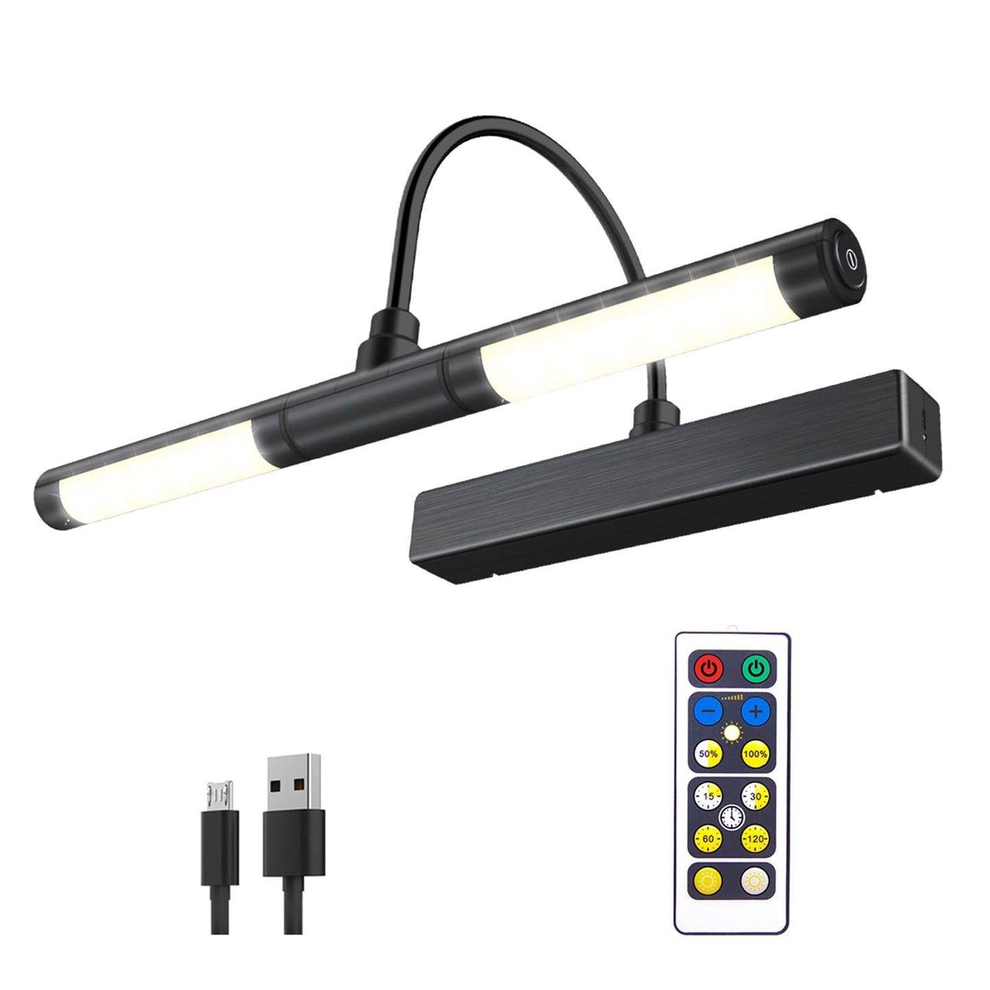 Skorter | Bigmonat Rechargeable Picture Lighting With Remote Control, Dimmable Battery-Powered Art Display Lamp, Black