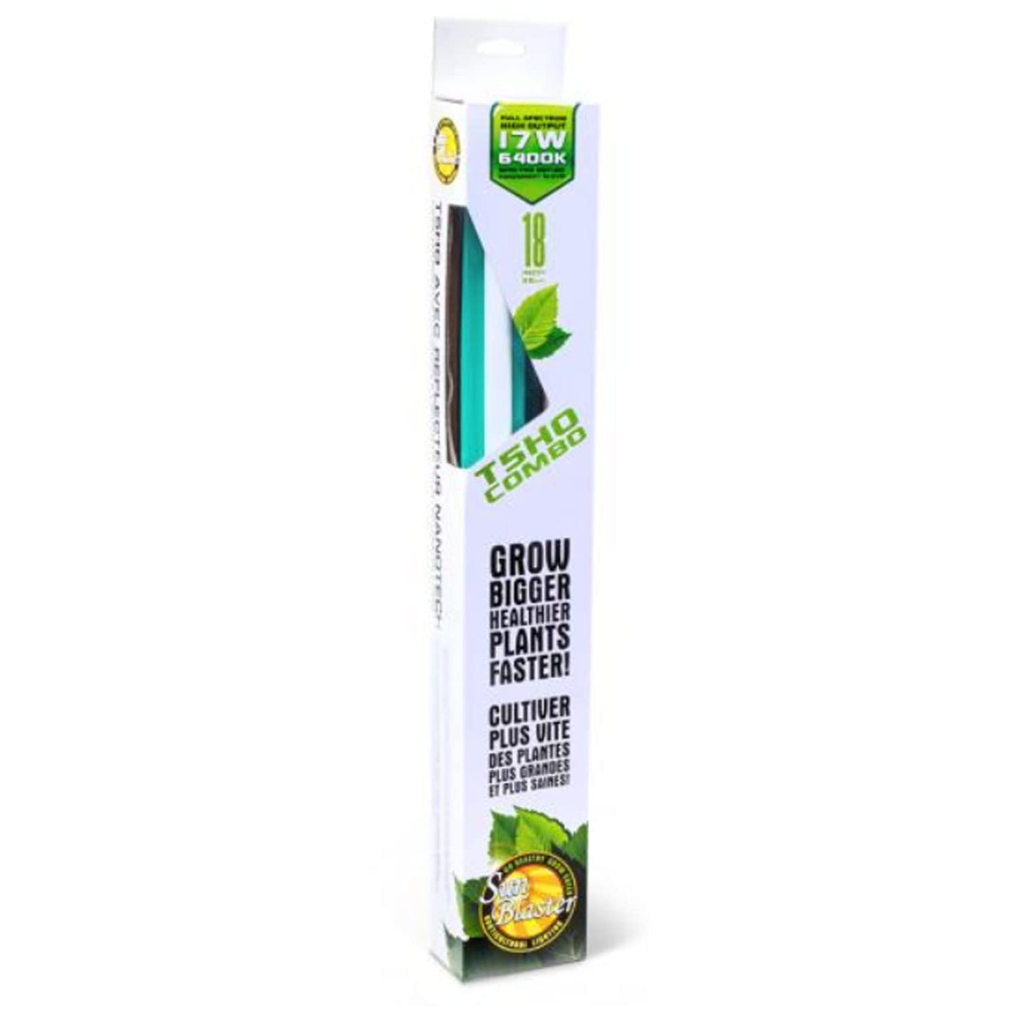 Skorter | Sunblaster T5Ho 17W Hydroponic Grow Light Lamp, 6400K, Nanotech Reflector, Silver,