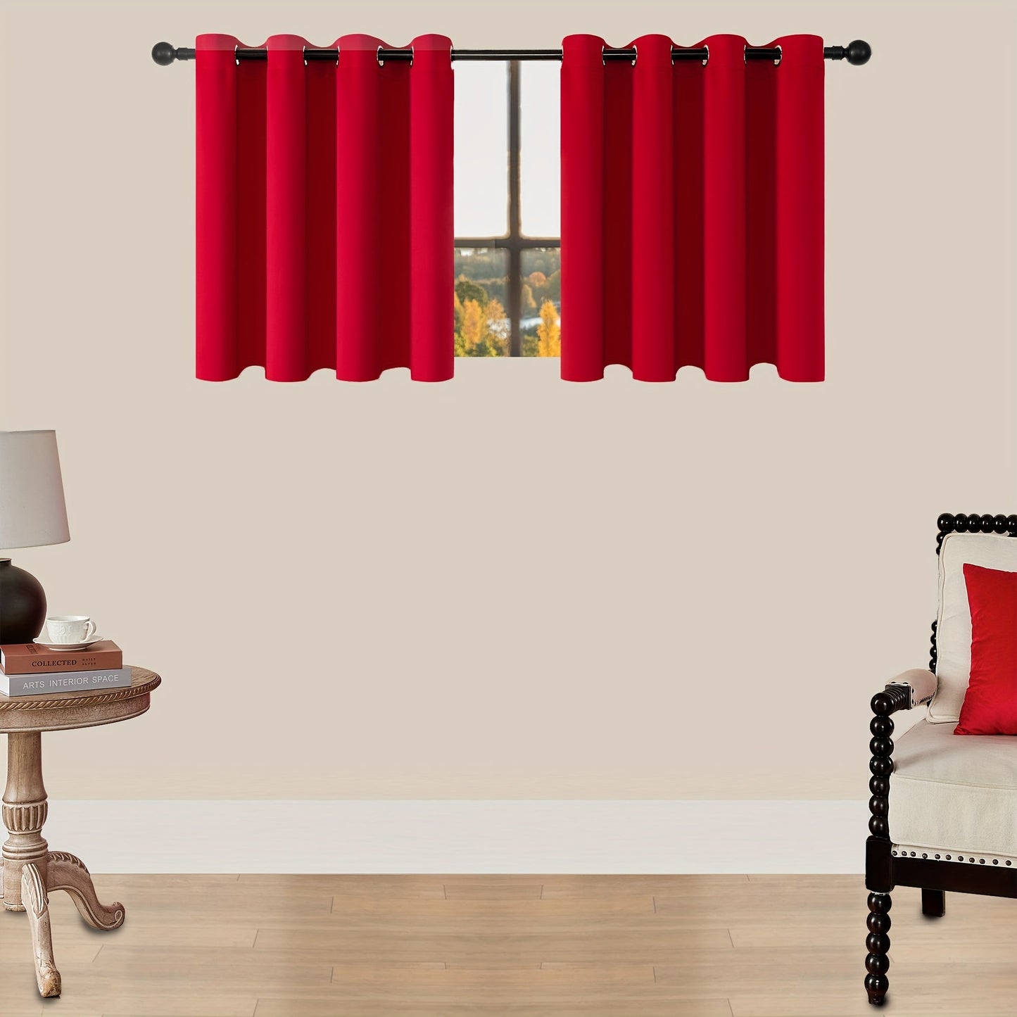Skorter | Blackout Curtains - 2 Pieces Modern Polyester Curtains with Thermal Insulation and Rings