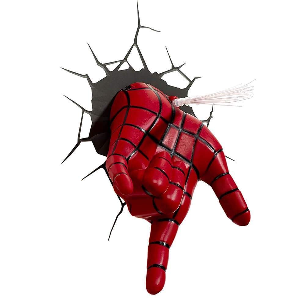 Skorter | Marvel 3D Light Fx Spiderman Hand Led Wall Lamp - Red Decor For Children's Room, Plastic