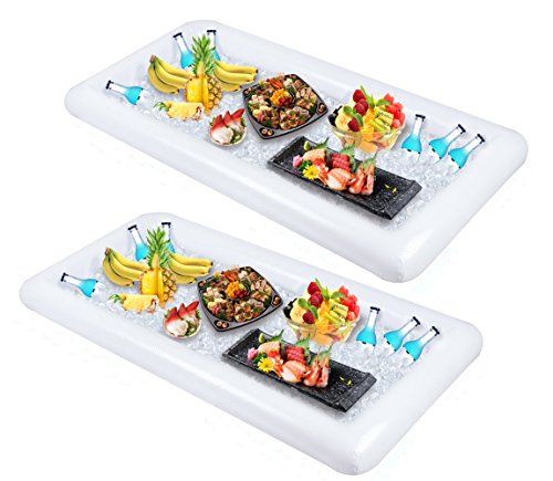 Skørter | 2 Pack: Inflatable Cold Food and Drink Serving Plate with Drain Plug