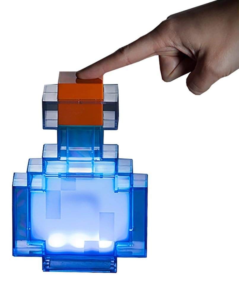 Skorter | Minecraft Color Changing Led Drinking Bottle Desk Lamp | 7-Inch Night Light, Clear Plastic