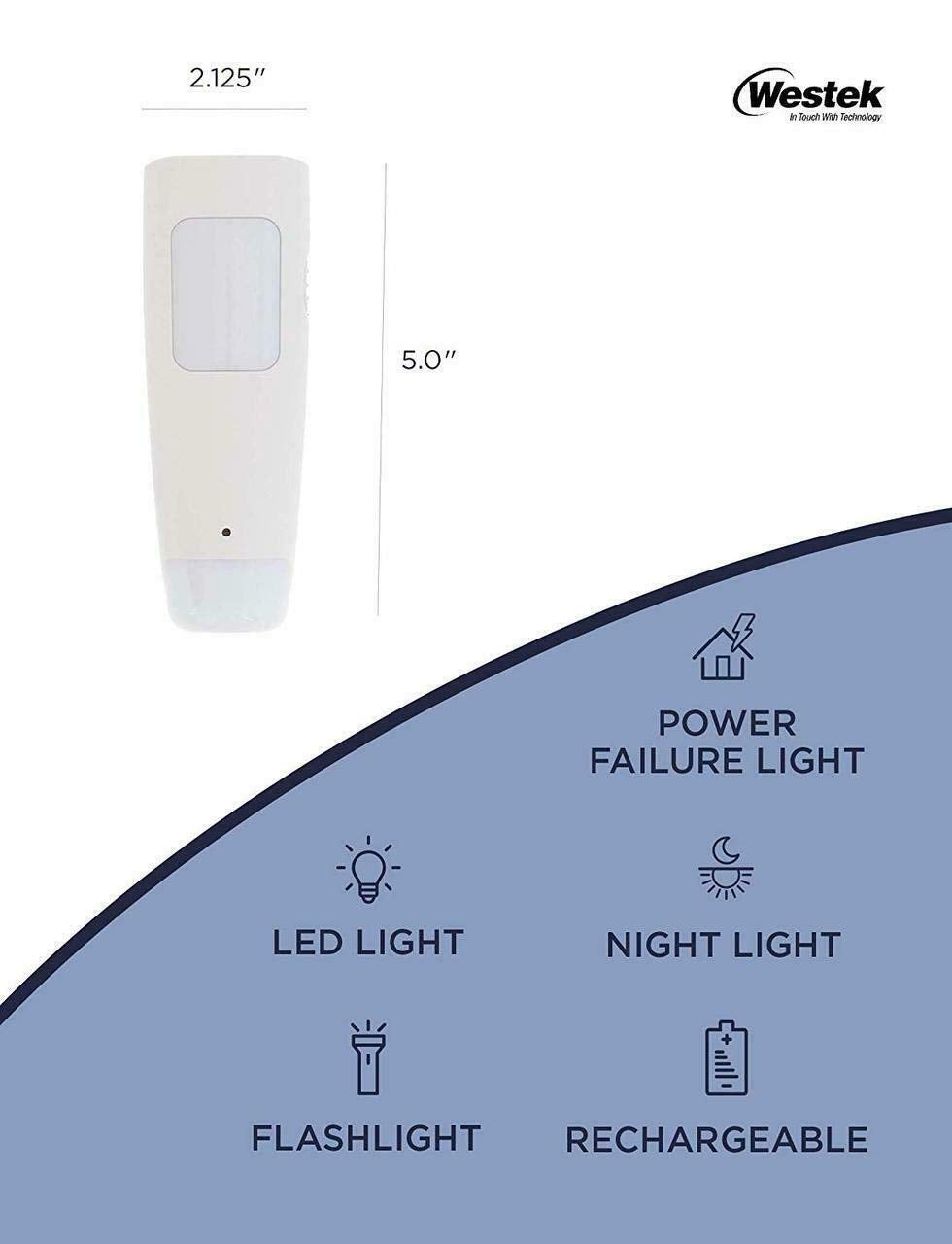 Skorter | Westek LED Emergency Lighting - 3-In-1 Rechargeable Flashlight & Night Light For Power Outages, 2 Pack