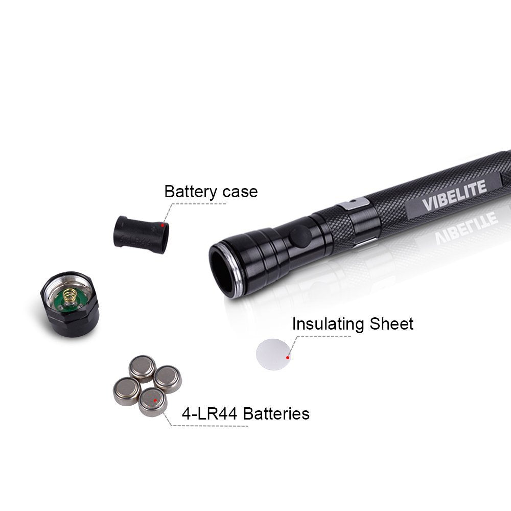 Skorter | Magnet 3 x LED Magnetic Pickup tool, Telescoping Flexible Extensible Led Flashlights, Perfect Mechanic pick-up tools, 4 x LR44 Batteries (Included)