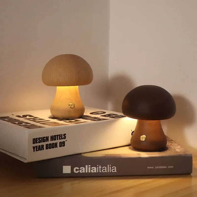 Skorter | table lamp with rechargeable wood and mushroom for a cozy atmosphere