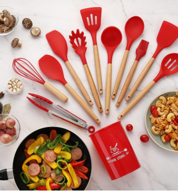 Skorter kitchen utensils with wooden handle 11 pieces