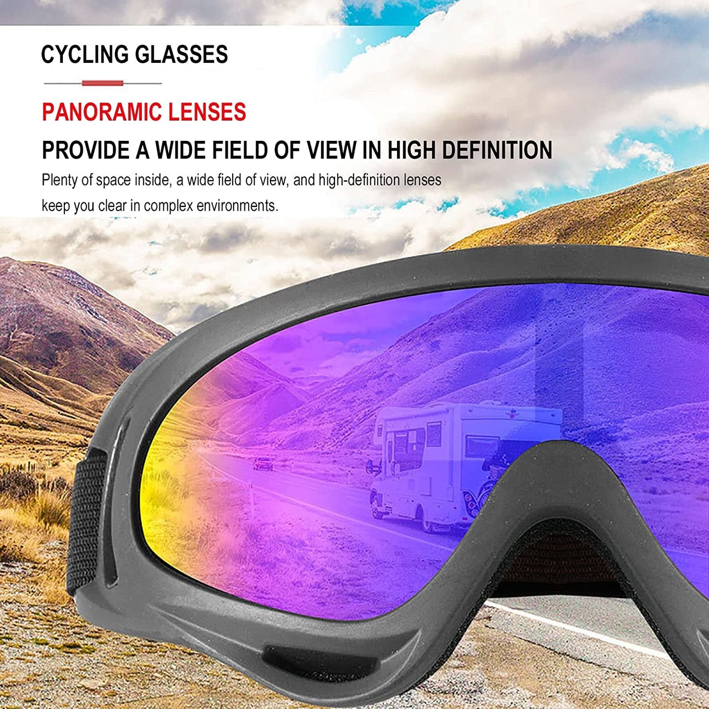 Skorter | 10 Packs Motorcycle Accessories, 5PCS Mountain Bike Ski Goggles Dustproof Windproof Safety Glasses and 5PCS Face Masks