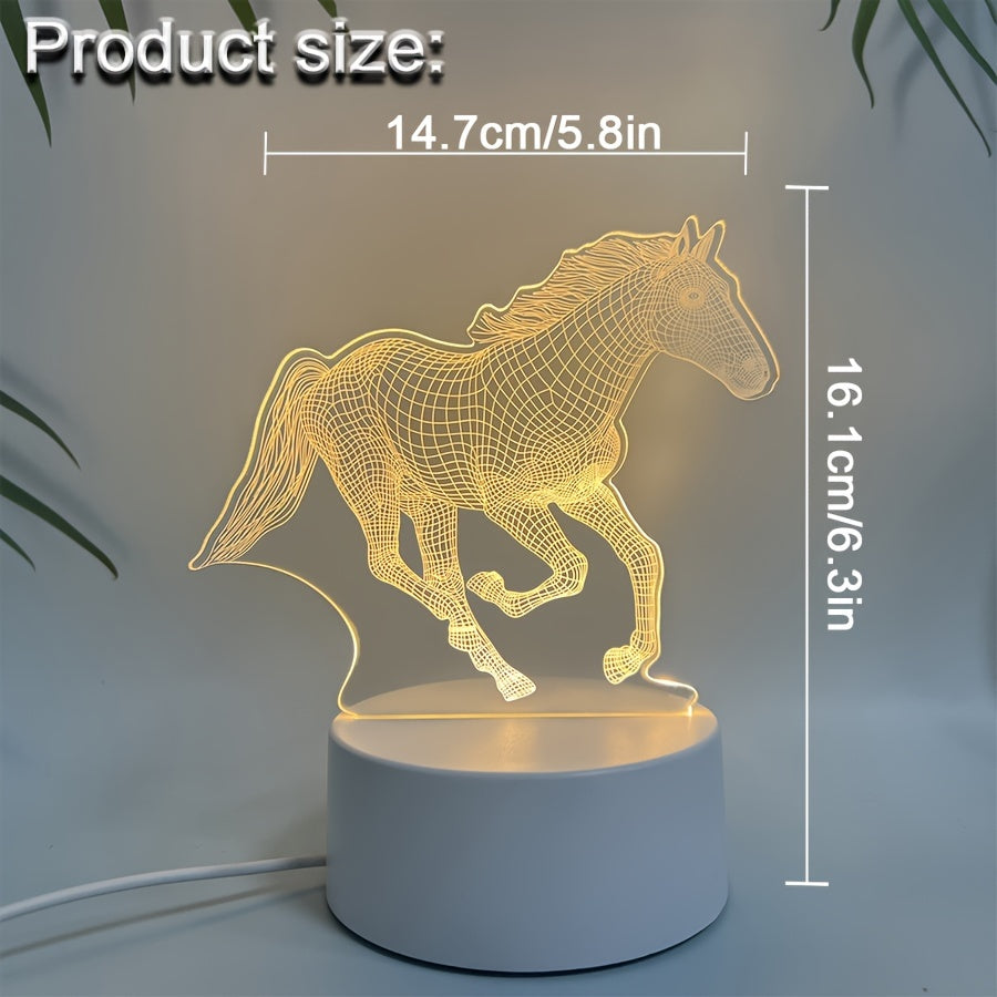 Skorter | DyrLys - Geometric Horse Night Lamp, USB-powered LED Table Lamp